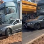 Kaza sonrası korku dolu anlar: Tır şoförü, camını kıran sürücünün aracına çarpıp kaçtı