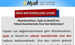 Uşak Valiliğinden zirai meteorolojik uyarı