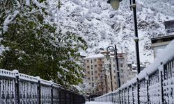 Gümüşhane şehir merkezi mevsimin ilk kar yağışının ardından beyaza büründü