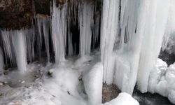 Bayburt’ta Sırakayalar Şelalesi buz tuttu