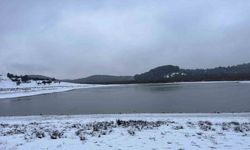 Kuraklıkla mücadele eden Buldan Yayla Gölü beyaza büründü