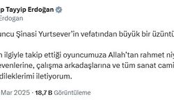 Cumhurbaşkanı Erdoğan’dan oyuncu Şinasi Yurtsever için taziye mesajı