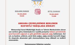 Ankara Valiliği uyardı: "Kuvvetli yağışlara dikkat"