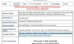 Meteorolojiden Elazığ’a kuvvetli rüzgar ve fırtına uyarısı