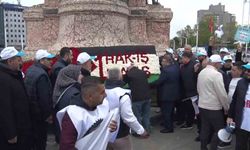 HAK-İŞ Konfederasyonu üyeleri, Kazancı Yokuşu’na karanfil, Taksim’e çelenk bıraktı