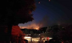 Aydın’daki yangını söndürme çalışmalarına gece görüşlü helikopterler havadan destek veriyor