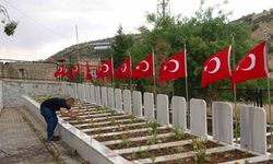 Mardin’de bayram öncesi şehit kabirlerine bakım yapıldı