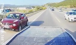 Trafiği tehlikeye düşürün sürücü kameraya böyle yakalandı