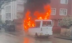 Park halindeki yolcu minibüsü alev topuna döndü