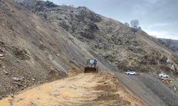 Sason'da köy yolunda heyelan