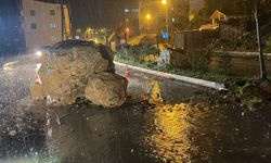 Şemdinli'de yola dev kaya parçaları düştü