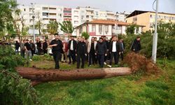 Fırtına sonrası vali, kaymakam ve belediye başkanı bölgede incelemede bulundu
