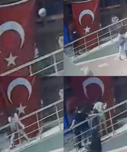 Minik öğrencilerin bayrak hassasiyeti: Topun çarptığı bayrağı öptüler