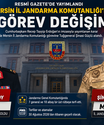 Mersin Jandarma’nın Yeni Komutanı Tuğgeneral Şinasi Güçlü