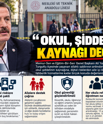 Genel Başkan Yalçın ; '' Okullarımız Şiddetin Kaynağı Değildir "