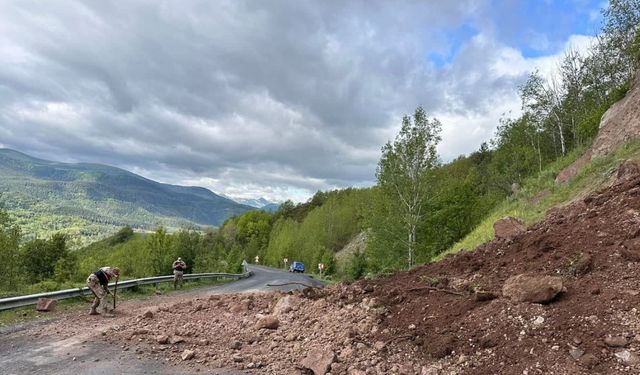 Ardahan-Posof kara yolunda toprak kayması
