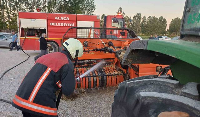 Balya makinesinde çıkan yangına zamanında müdahale