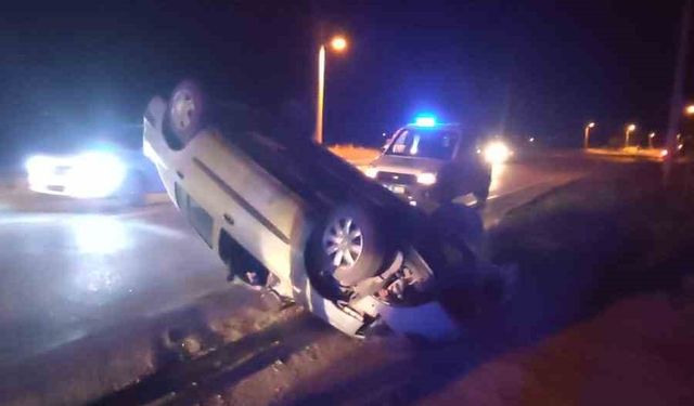 Yol çalışmasını fark edemeyen sürücü takla attı: 1 yaralı