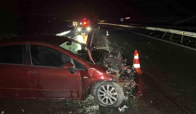 Düzce’de otomobil bariyerlere çarptı: 1 yaralı