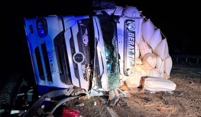 Elazığ’da kamyon devrildi: 1 yaralı