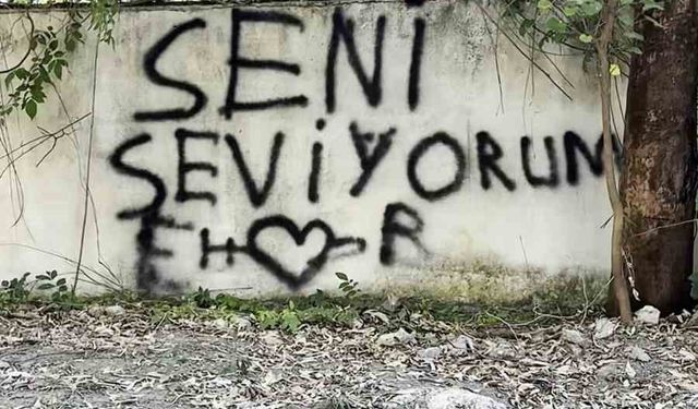 Sevdasını duvara yazan vatandaşa, belediye personelinin "Seviyorsan git konuş" mesajı tebessüm ettirdi