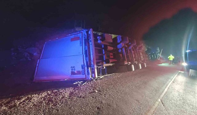 Devrilen tırın sürücüsü hayatını kaybetti