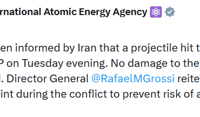 UAEA: 'İran, Buşehr Nükleer Santrali yerleşkesine füze isabet ettiğini bildirdi'