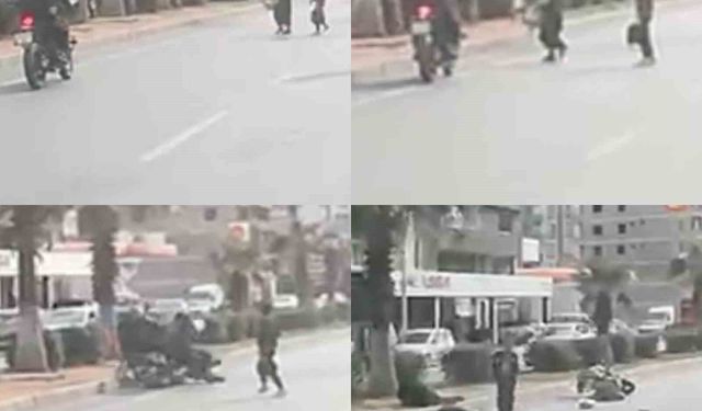Motosiklet yayaya çarptı, o anlar araç kamerasına yansıdı: 2 yaralı