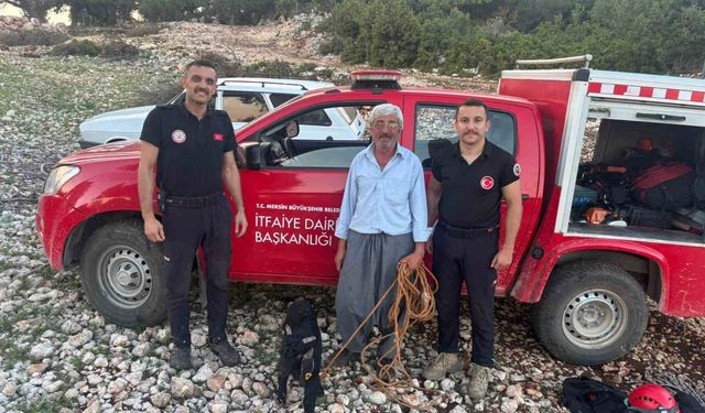 Mersin'de 70 metrelik mağarada mahsur kalan oğlak kurtarıldı