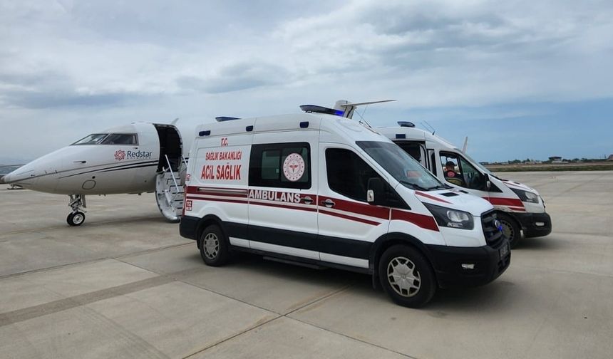 Aort koarktasyon hastası bebek uçak ambulansla İstanbul’a sevk edildi