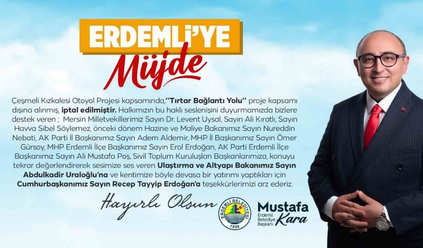 Başkan Kara:"Tırtar Bağlantı Yolu proje kapsamı dışına alınmış, iptal edilmiştir"
