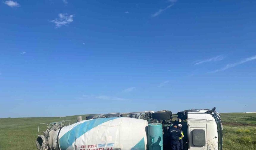 Ergene’de beton mikseri devrildi: 1 yaralı