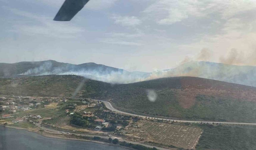 İzmir’de makilik alandaki yangına müdahale sürüyor