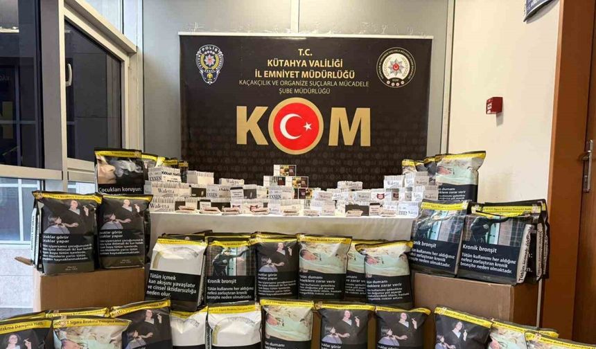 Kütahya’da kaçak tütün ve makaron operasyonu