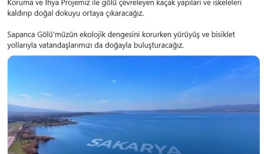 Bakan Kurum’dan Sapanca Gölü paylaşımı: "Sapanca Gölü’müz nefes alacak"