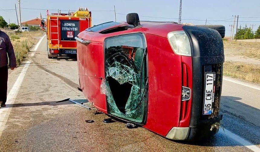 Konya’da otomobil devrildi: 4 yaralı