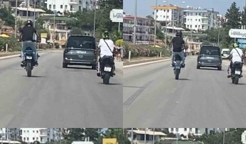 Motosikletli sürücüden D-400 karayolunda tehlikeli hareketler
