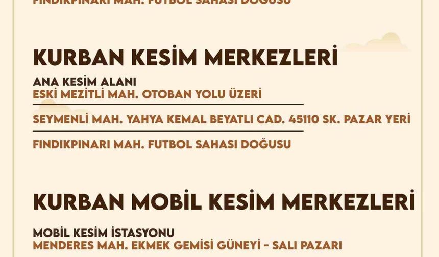 Mezitli'de kurban kesim ve satış noktaları belirlendi