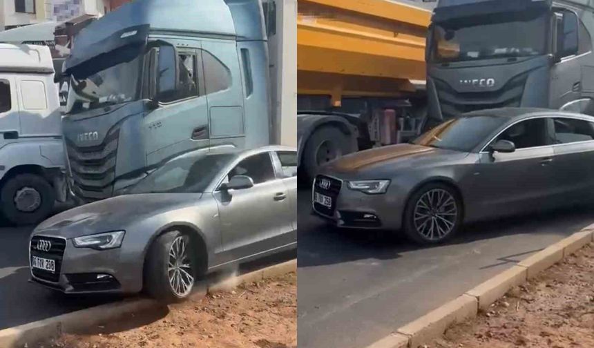 Kaza sonrası korku dolu anlar: Tır şoförü, camını kıran sürücünün aracına çarpıp kaçtı