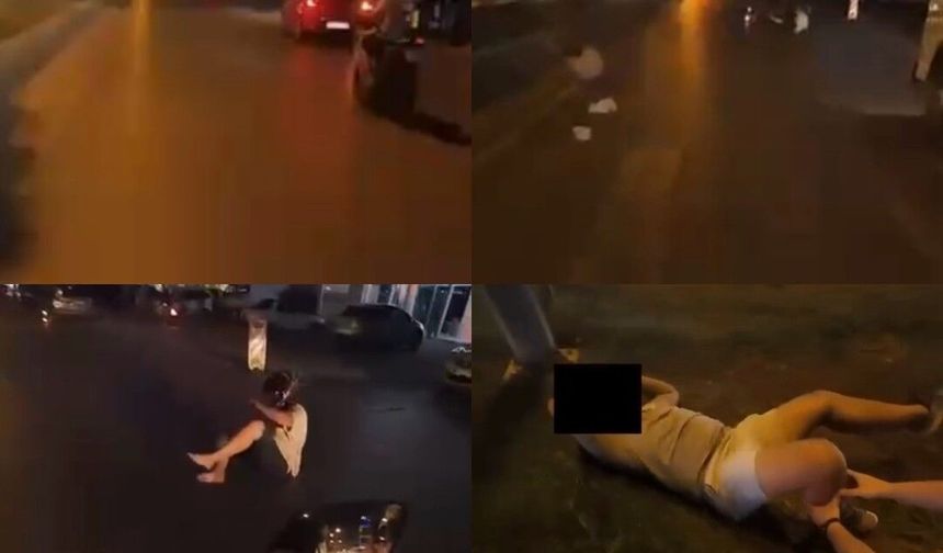 Mersin'de motosikletin yayaya çarptığı kaza kask kamerasında