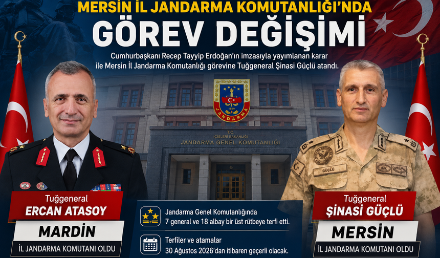 Mersin Jandarma’nın Yeni Komutanı Tuğgeneral Şinasi Güçlü