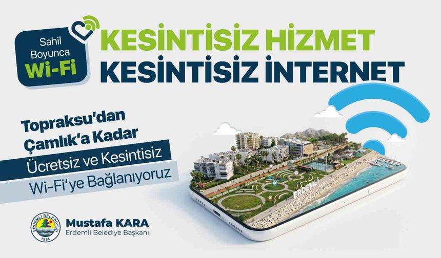 Mersin'de 7 kilometrelik sahil hattında ücretsiz internet dönemi
