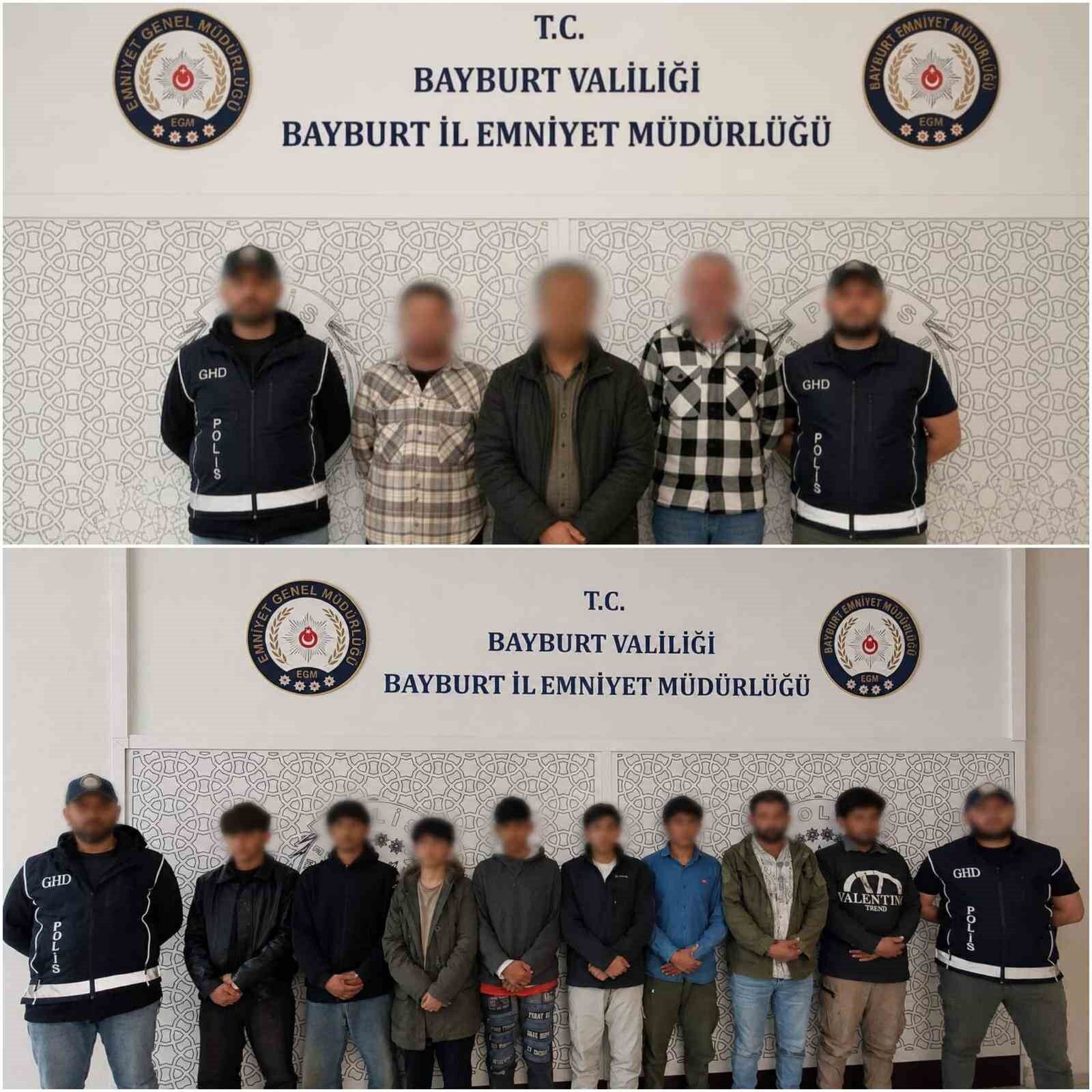 Bayburt'ta 8 düzensiz göçmen yakalandı